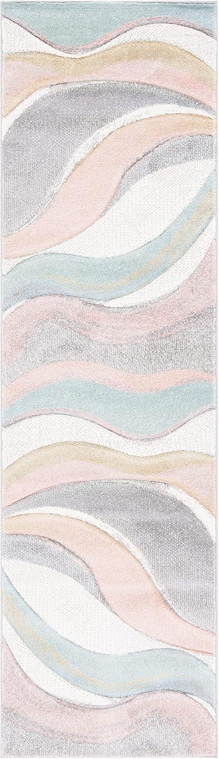 image:imageSAFAVIEH Hollywood Collection Area Rug 53 x 76 Grey amp Blue MidCentury Modern Design NonShedding amp Easy Care Ideal for High Traffic Areas in Living Room Bedroom HLW766FGreyPink