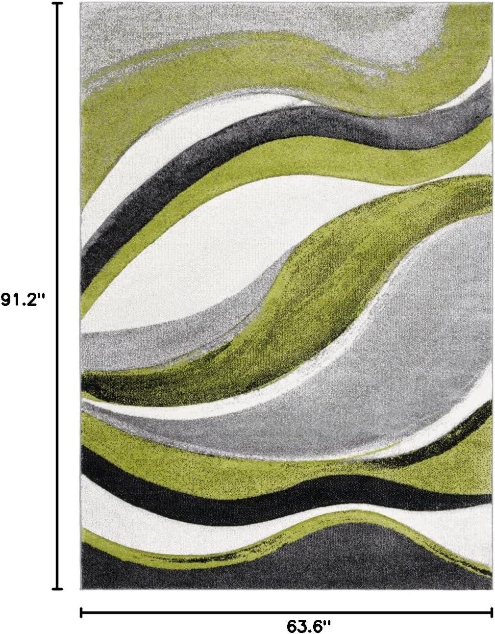 image:imageSAFAVIEH Hollywood Collection Area Rug 53 x 76 Grey amp Blue MidCentury Modern Design NonShedding amp Easy Care Ideal for High Traffic Areas in Living Room Bedroom HLW766FGreyGreen