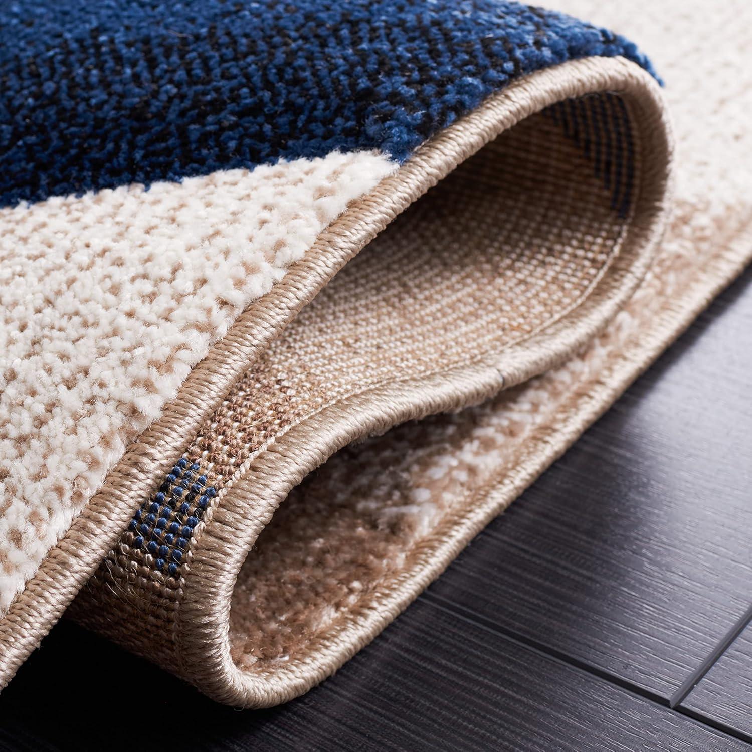 image:imageSAFAVIEH Hollywood Collection Area Rug 53 x 76 Grey amp Blue MidCentury Modern Design NonShedding amp Easy Care Ideal for High Traffic Areas in Living Room Bedroom HLW766FBeigeBlue