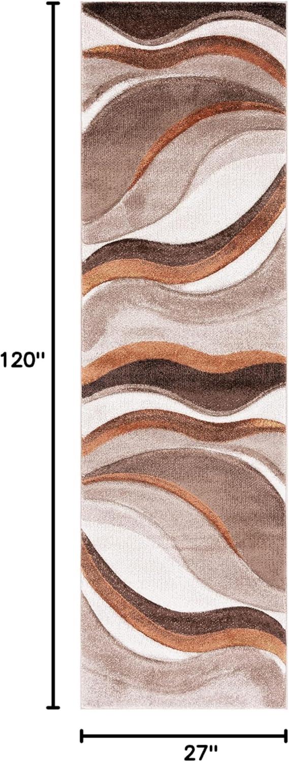 image:imageSAFAVIEH Hollywood Collection Area Rug 53 x 76 Grey amp Blue MidCentury Modern Design NonShedding amp Easy Care Ideal for High Traffic Areas in Living Room Bedroom HLW766FBeigeBrown