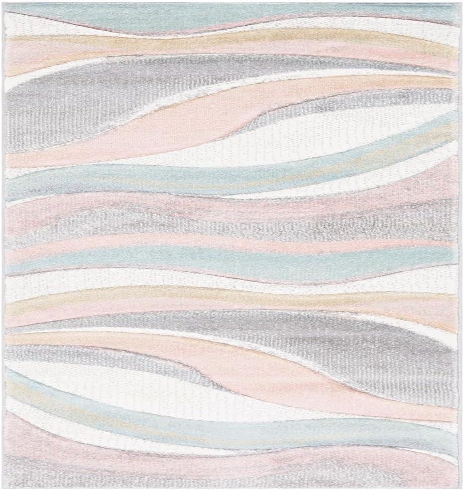 image:imageSAFAVIEH Hollywood Collection Area Rug 53 x 76 Grey amp Blue MidCentury Modern Design NonShedding amp Easy Care Ideal for High Traffic Areas in Living Room Bedroom HLW766FGreyPink