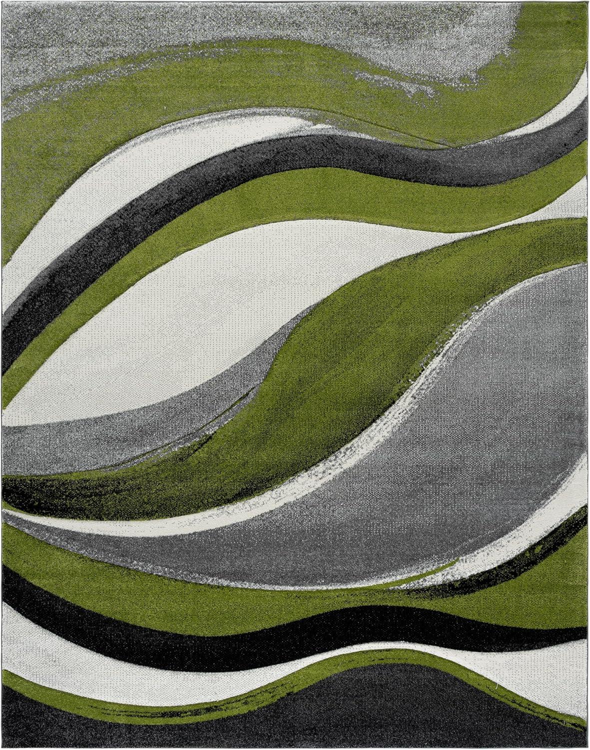 image:imageSAFAVIEH Hollywood Collection Area Rug 53 x 76 Grey amp Blue MidCentury Modern Design NonShedding amp Easy Care Ideal for High Traffic Areas in Living Room Bedroom HLW766FGreyGreen