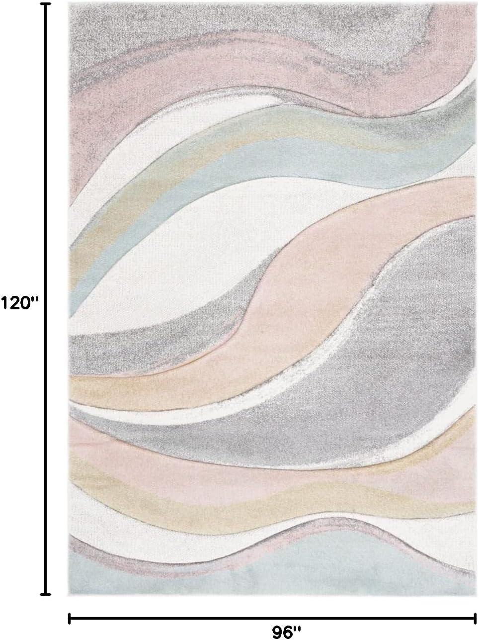 image:imageSAFAVIEH Hollywood Collection Area Rug 53 x 76 Grey amp Blue MidCentury Modern Design NonShedding amp Easy Care Ideal for High Traffic Areas in Living Room Bedroom HLW766FGreyPink