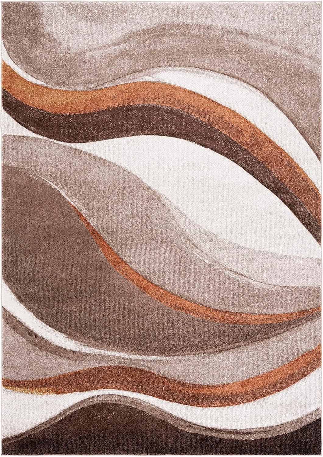 image:imageSAFAVIEH Hollywood Collection Area Rug 53 x 76 Grey amp Blue MidCentury Modern Design NonShedding amp Easy Care Ideal for High Traffic Areas in Living Room Bedroom HLW766FBeigeBrown
