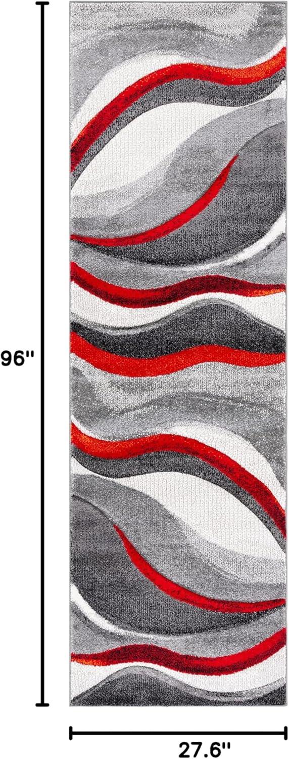 image:imageSAFAVIEH Hollywood Collection Area Rug 53 x 76 Grey amp Blue MidCentury Modern Design NonShedding amp Easy Care Ideal for High Traffic Areas in Living Room Bedroom HLW766FGreyRed