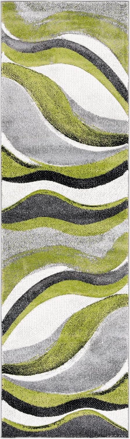 image:imageSAFAVIEH Hollywood Collection Area Rug 53 x 76 Grey amp Blue MidCentury Modern Design NonShedding amp Easy Care Ideal for High Traffic Areas in Living Room Bedroom HLW766FGreyGreen