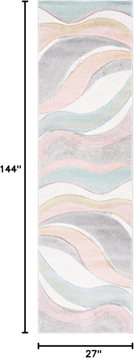 image:imageSAFAVIEH Hollywood Collection Area Rug 53 x 76 Grey amp Blue MidCentury Modern Design NonShedding amp Easy Care Ideal for High Traffic Areas in Living Room Bedroom HLW766FGreyPink
