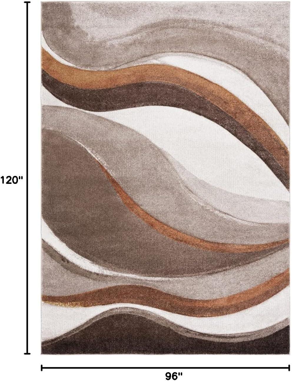 image:imageSAFAVIEH Hollywood Collection Area Rug 53 x 76 Grey amp Blue MidCentury Modern Design NonShedding amp Easy Care Ideal for High Traffic Areas in Living Room Bedroom HLW766FBeigeBrown