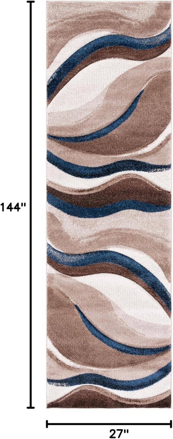 image:imageSAFAVIEH Hollywood Collection Area Rug 53 x 76 Grey amp Blue MidCentury Modern Design NonShedding amp Easy Care Ideal for High Traffic Areas in Living Room Bedroom HLW766FBeigeBlue