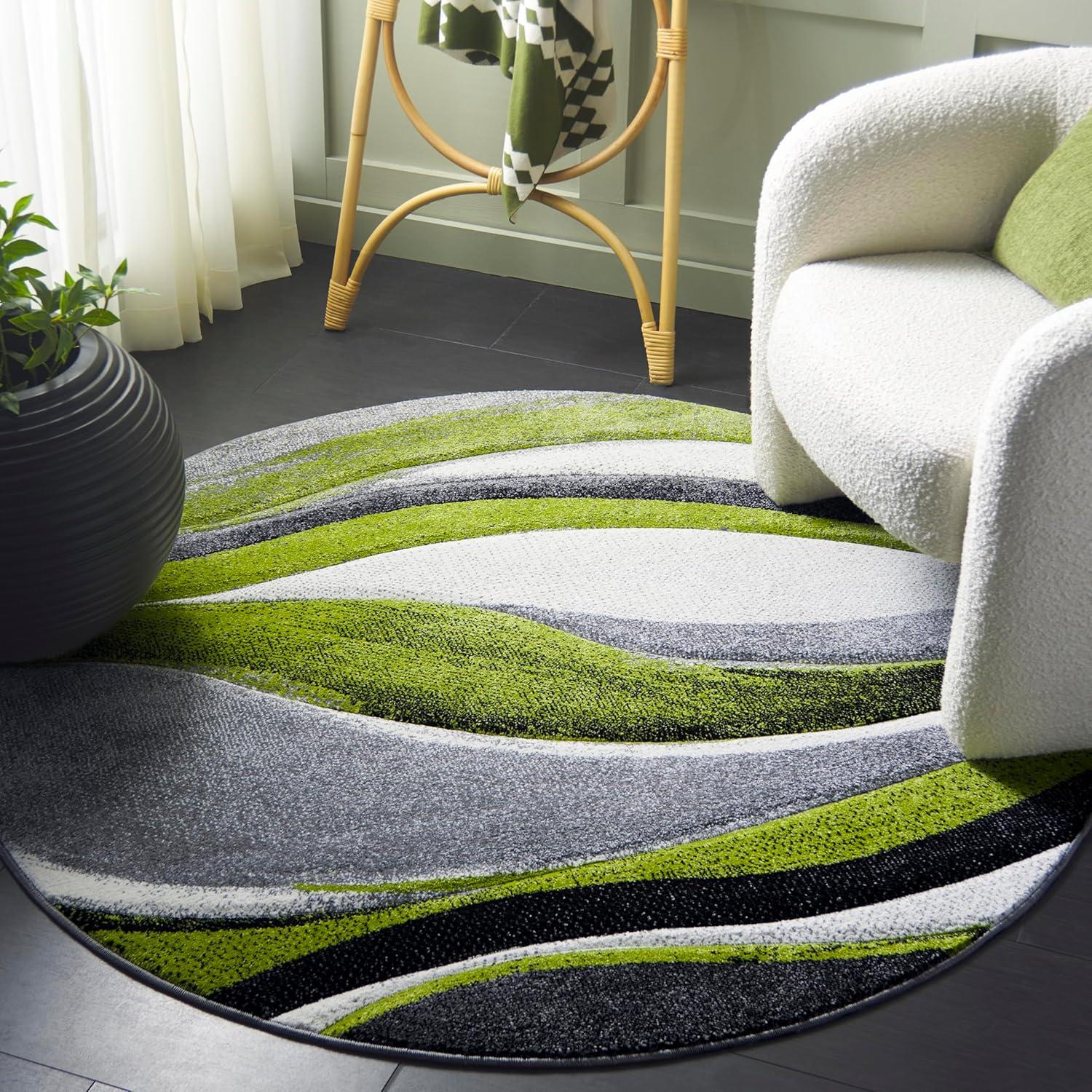 image:imageSAFAVIEH Hollywood Collection Area Rug 53 x 76 Grey amp Blue MidCentury Modern Design NonShedding amp Easy Care Ideal for High Traffic Areas in Living Room Bedroom HLW766FGreyGreen