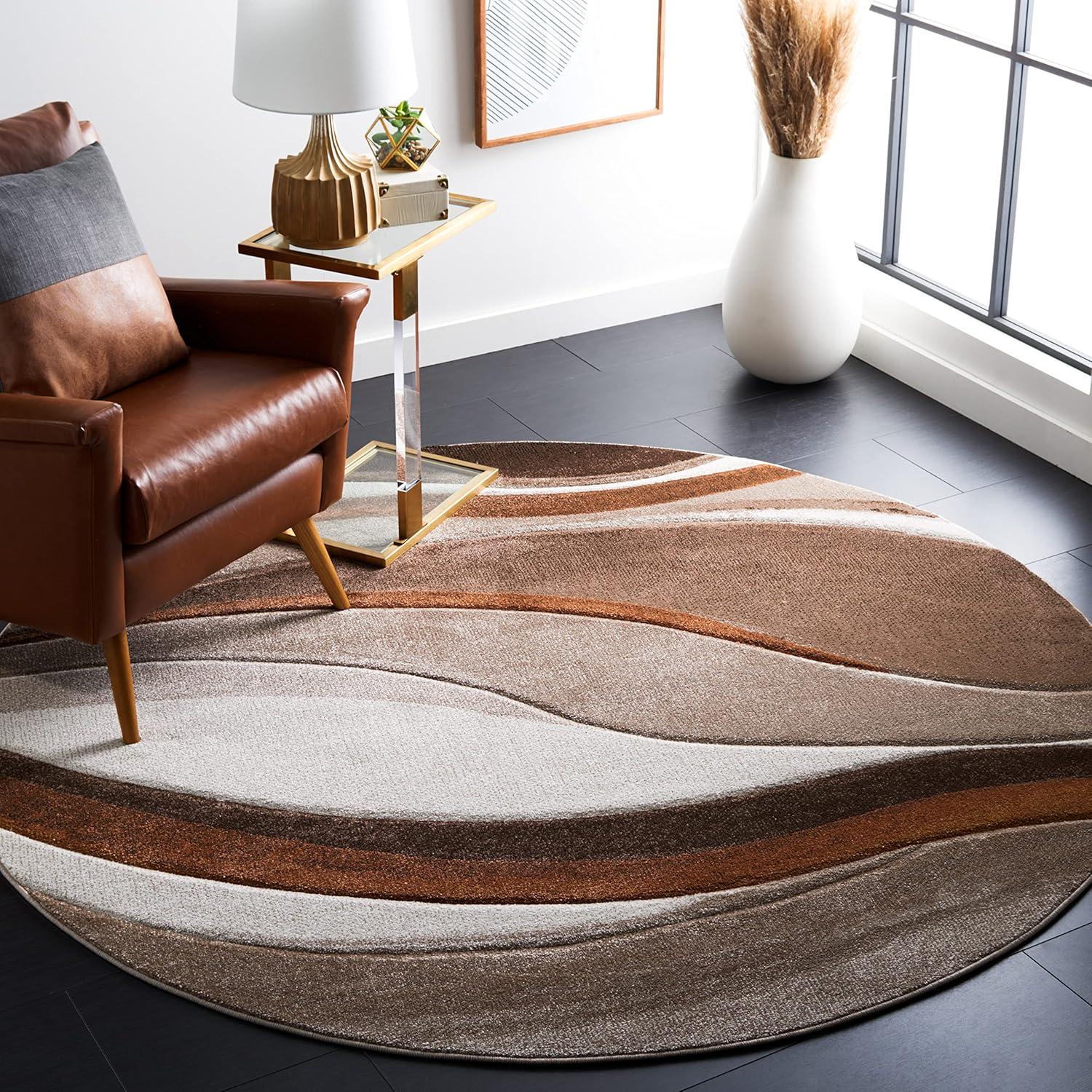 image:imageSAFAVIEH Hollywood Collection Area Rug 53 x 76 Grey amp Blue MidCentury Modern Design NonShedding amp Easy Care Ideal for High Traffic Areas in Living Room Bedroom HLW766FBeigeBrown