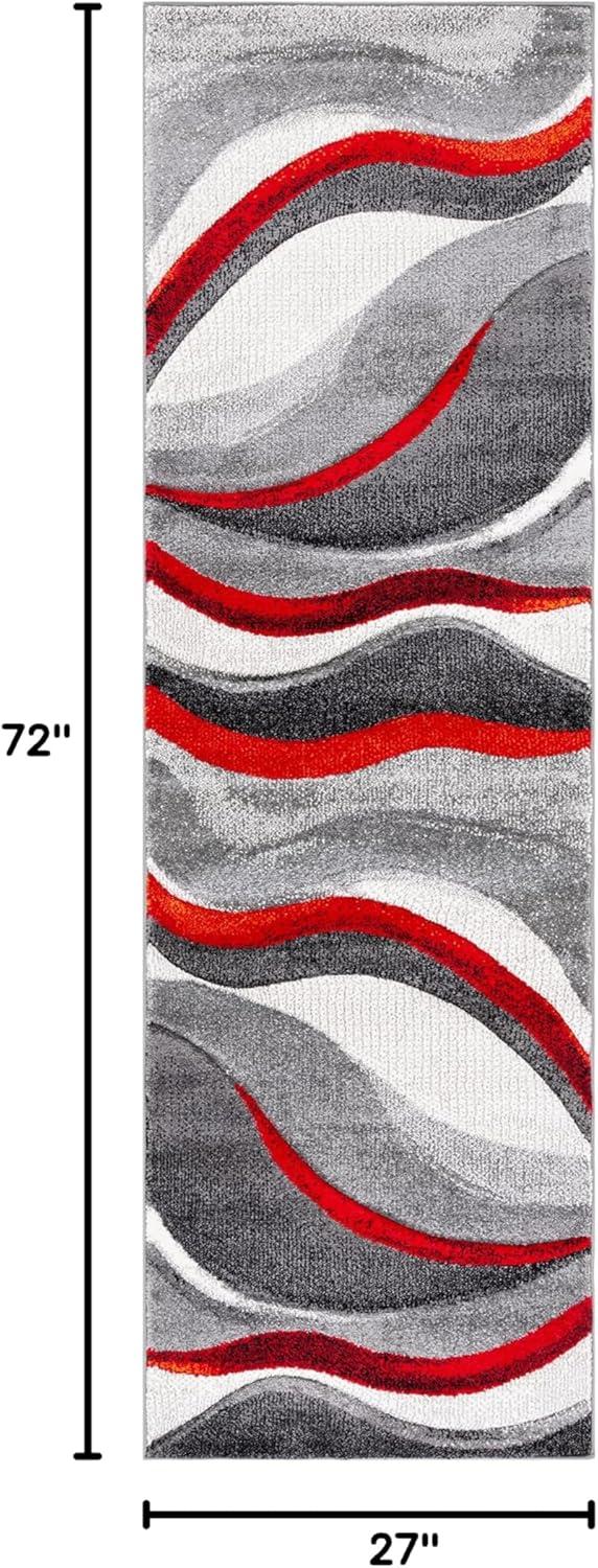 image:imageSAFAVIEH Hollywood Collection Area Rug 53 x 76 Grey amp Blue MidCentury Modern Design NonShedding amp Easy Care Ideal for High Traffic Areas in Living Room Bedroom HLW766FGreyRed