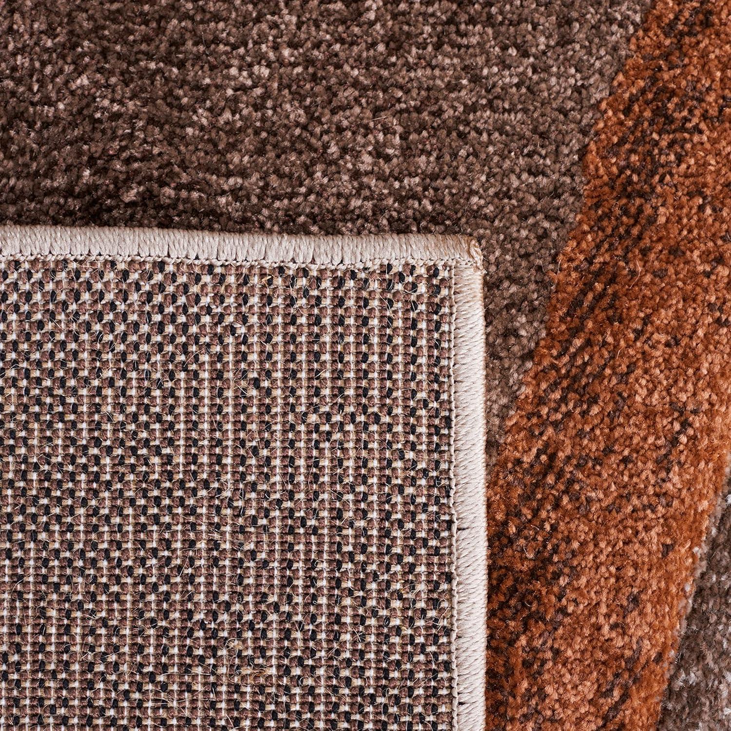 image:imageSAFAVIEH Hollywood Collection Area Rug 53 x 76 Grey amp Blue MidCentury Modern Design NonShedding amp Easy Care Ideal for High Traffic Areas in Living Room Bedroom HLW766FBeigeBrown