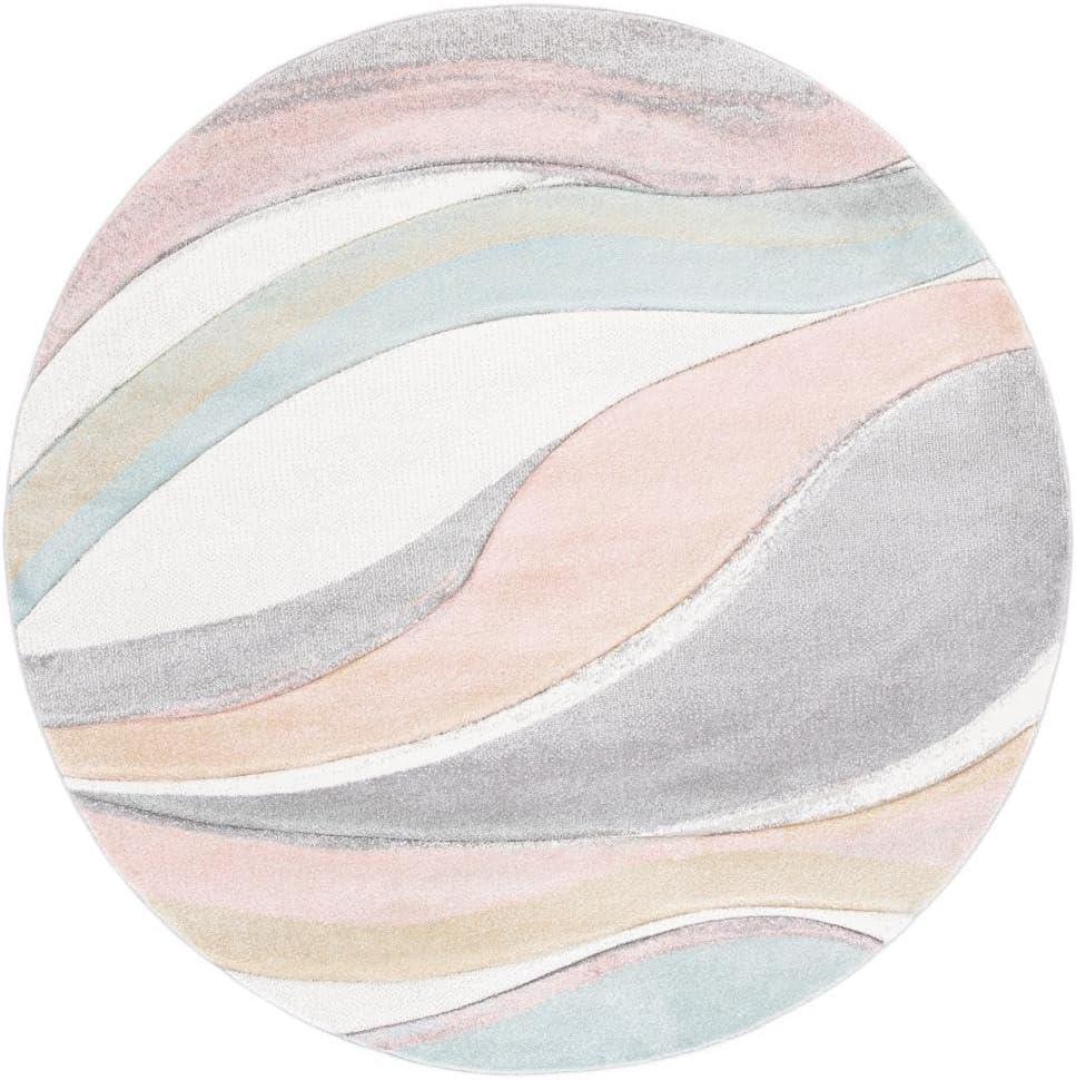 image:imageSAFAVIEH Hollywood Collection Area Rug 53 x 76 Grey amp Blue MidCentury Modern Design NonShedding amp Easy Care Ideal for High Traffic Areas in Living Room Bedroom HLW766FGreyPink