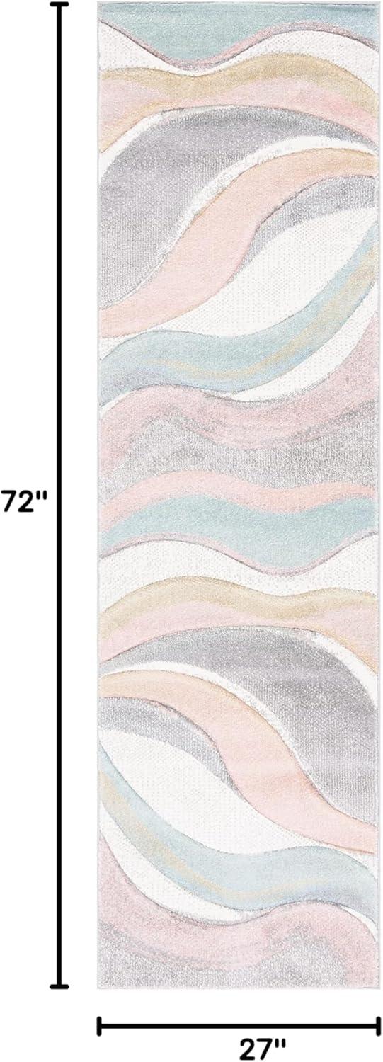 image:imageSAFAVIEH Hollywood Collection Area Rug 53 x 76 Grey amp Blue MidCentury Modern Design NonShedding amp Easy Care Ideal for High Traffic Areas in Living Room Bedroom HLW766FGreyPink