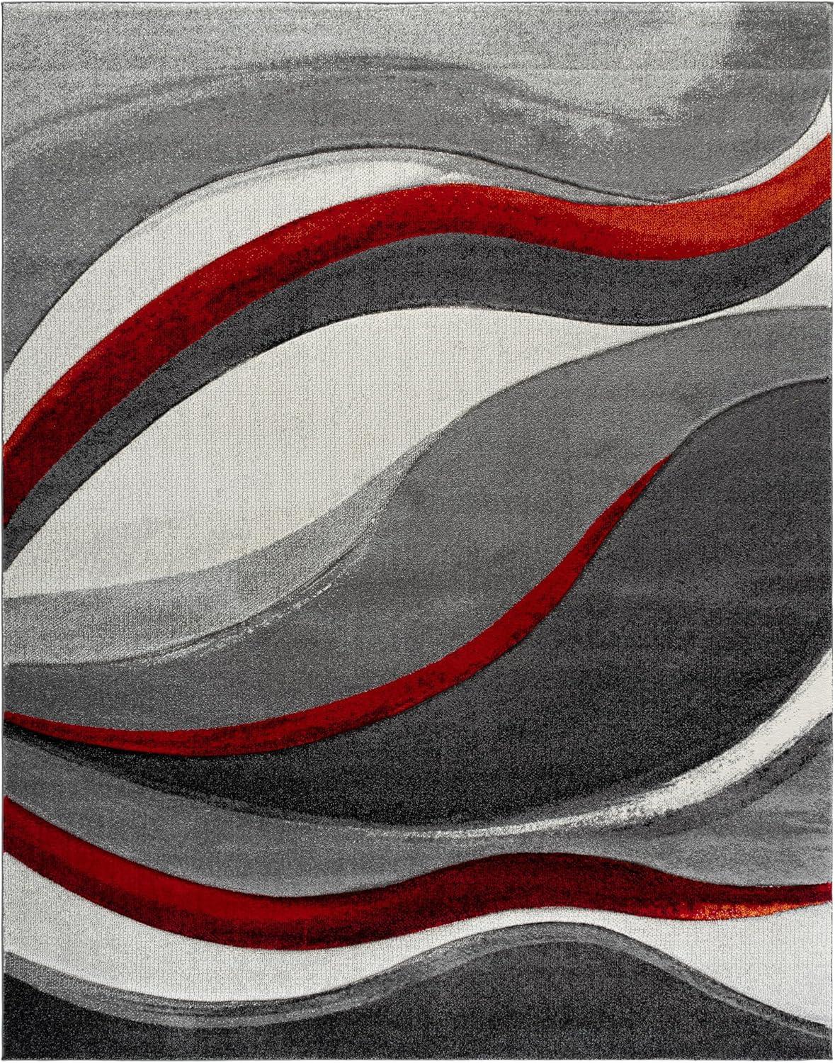 image:imageSAFAVIEH Hollywood Collection Area Rug 53 x 76 Grey amp Blue MidCentury Modern Design NonShedding amp Easy Care Ideal for High Traffic Areas in Living Room Bedroom HLW766FGreyRed