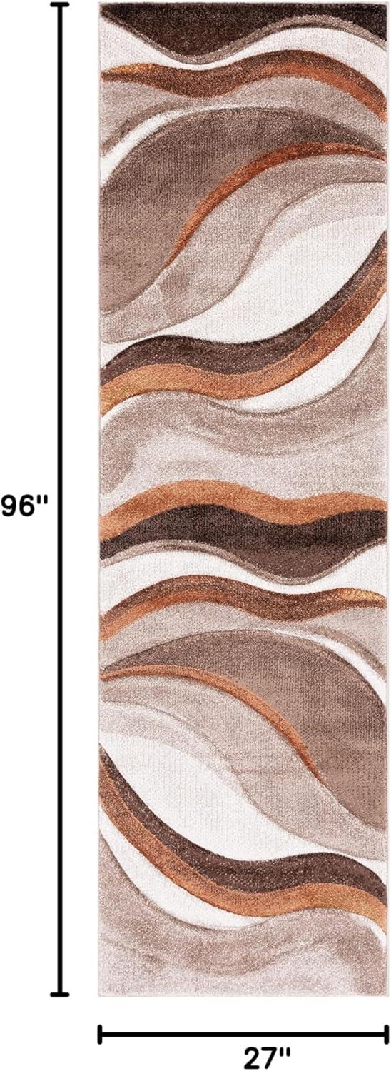 image:imageSAFAVIEH Hollywood Collection Area Rug 53 x 76 Grey amp Blue MidCentury Modern Design NonShedding amp Easy Care Ideal for High Traffic Areas in Living Room Bedroom HLW766FBeigeBrown