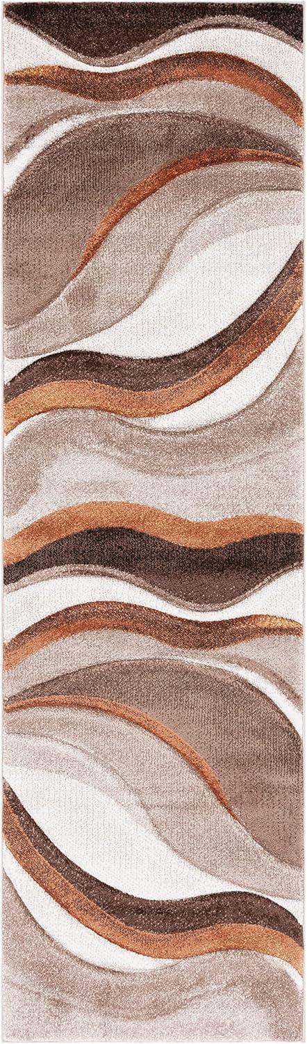 image:imageSAFAVIEH Hollywood Collection Area Rug 53 x 76 Grey amp Blue MidCentury Modern Design NonShedding amp Easy Care Ideal for High Traffic Areas in Living Room Bedroom HLW766FBeigeBrown