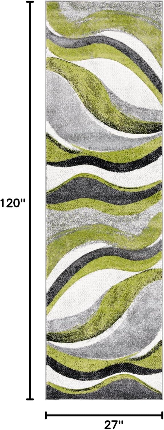 image:imageSAFAVIEH Hollywood Collection Area Rug 53 x 76 Grey amp Blue MidCentury Modern Design NonShedding amp Easy Care Ideal for High Traffic Areas in Living Room Bedroom HLW766FGreyGreen