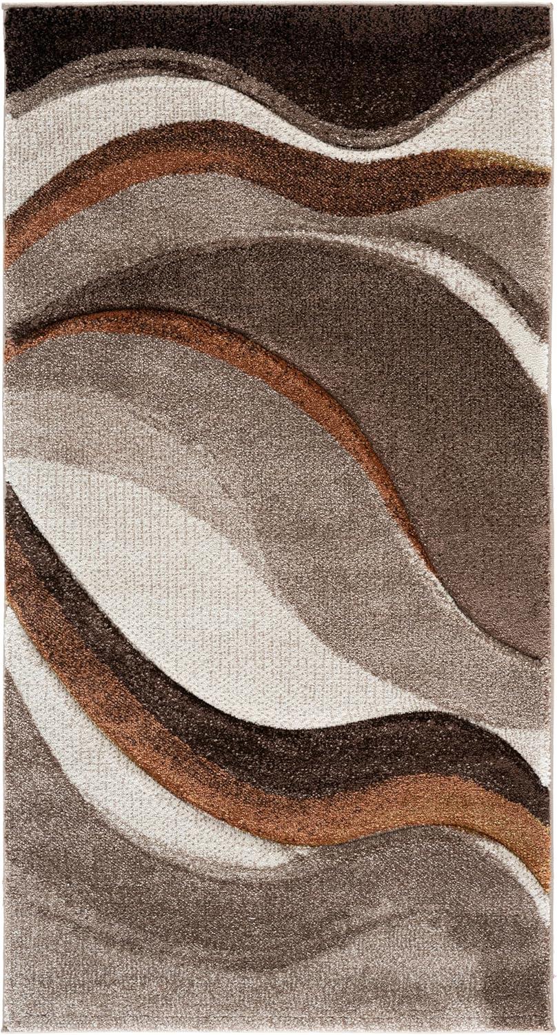 image:imageSAFAVIEH Hollywood Collection Area Rug 53 x 76 Grey amp Blue MidCentury Modern Design NonShedding amp Easy Care Ideal for High Traffic Areas in Living Room Bedroom HLW766FBeigeBrown