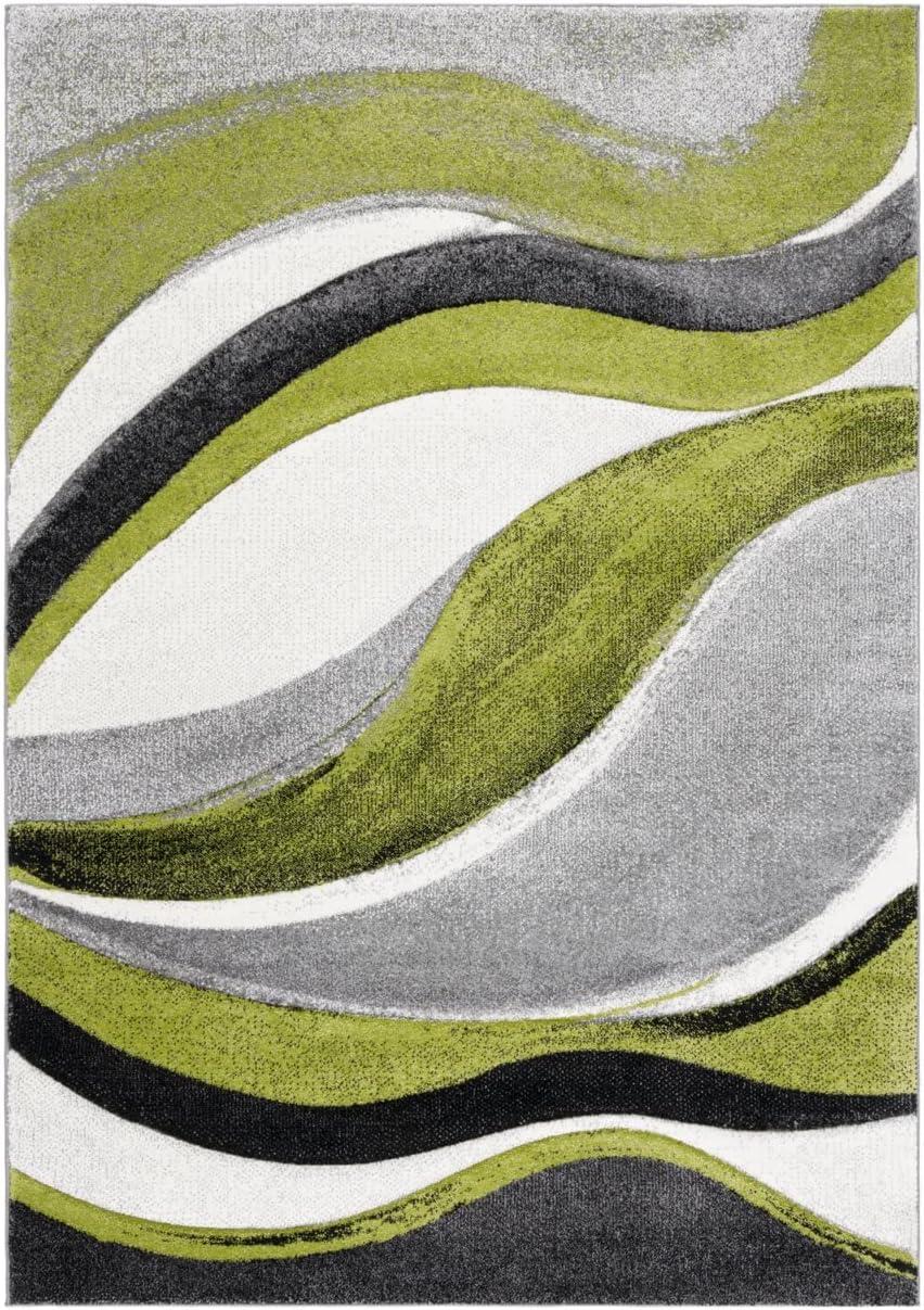 image:imageSAFAVIEH Hollywood Collection Area Rug 53 x 76 Grey amp Blue MidCentury Modern Design NonShedding amp Easy Care Ideal for High Traffic Areas in Living Room Bedroom HLW766FGreyGreen