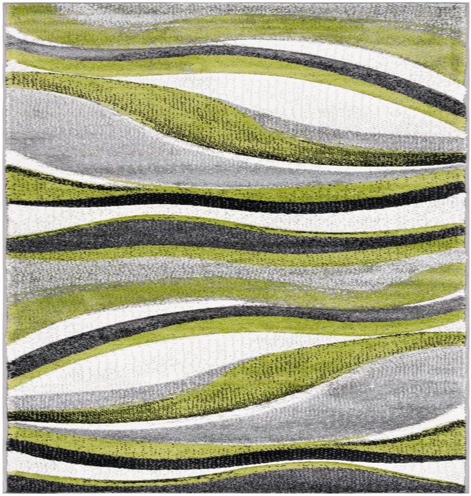 image:imageSAFAVIEH Hollywood Collection Area Rug 53 x 76 Grey amp Blue MidCentury Modern Design NonShedding amp Easy Care Ideal for High Traffic Areas in Living Room Bedroom HLW766FGreyGreen