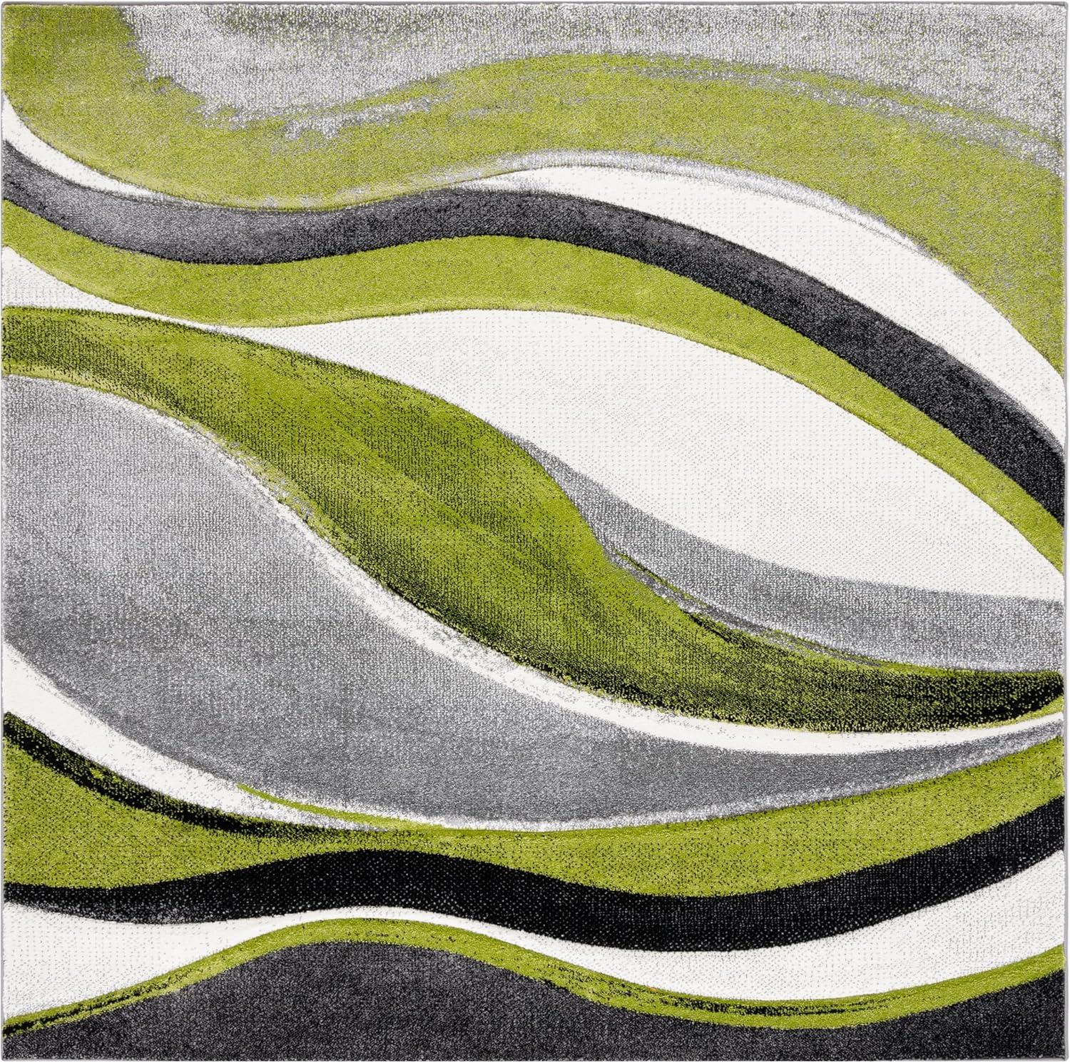 image:imageSAFAVIEH Hollywood Collection Area Rug 53 x 76 Grey amp Blue MidCentury Modern Design NonShedding amp Easy Care Ideal for High Traffic Areas in Living Room Bedroom HLW766FGreyGreen