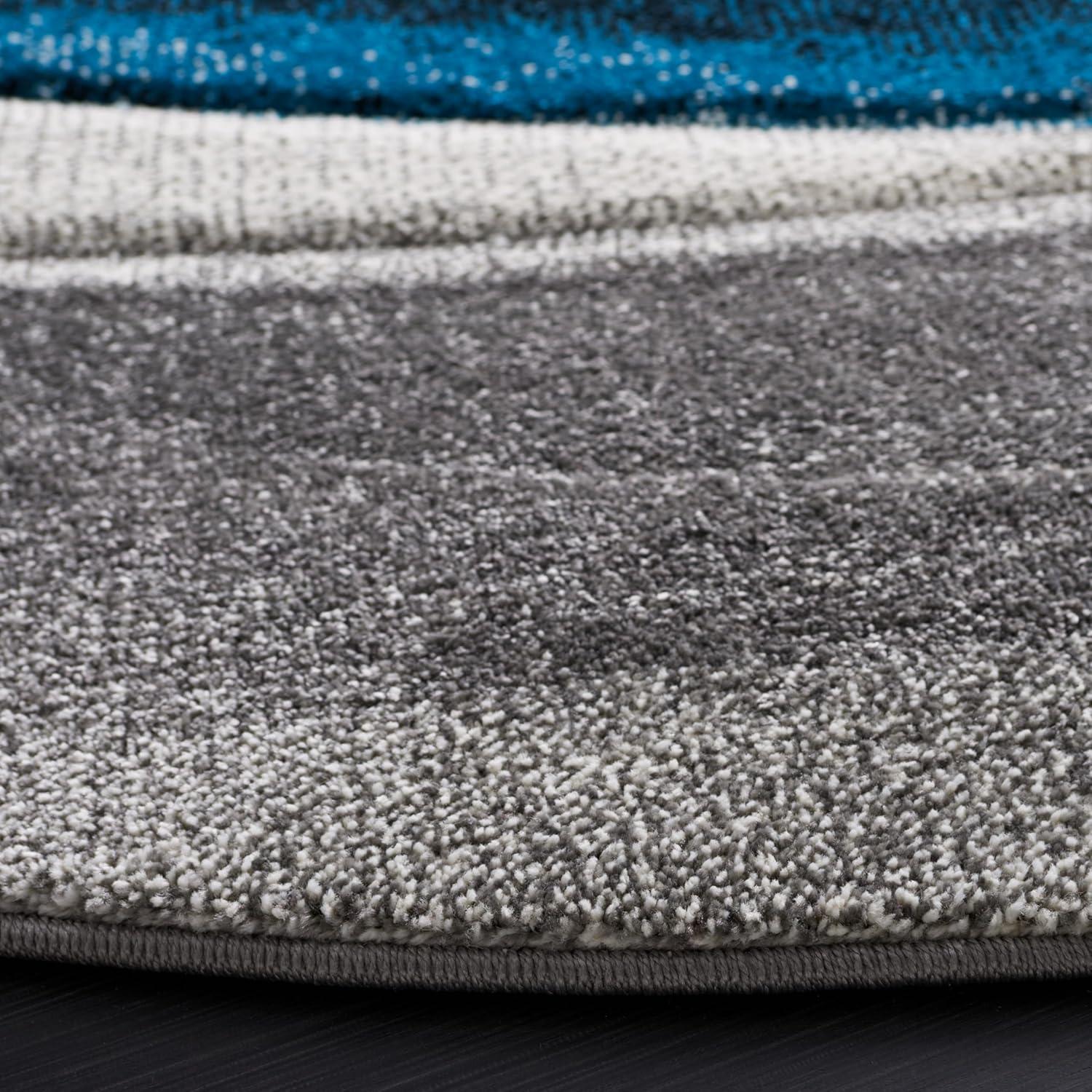 image:imageSAFAVIEH Hollywood Collection Area Rug 53 x 76 Grey amp Blue MidCentury Modern Design NonShedding amp Easy Care Ideal for High Traffic Areas in Living Room Bedroom HLW766FGreyTurquoise