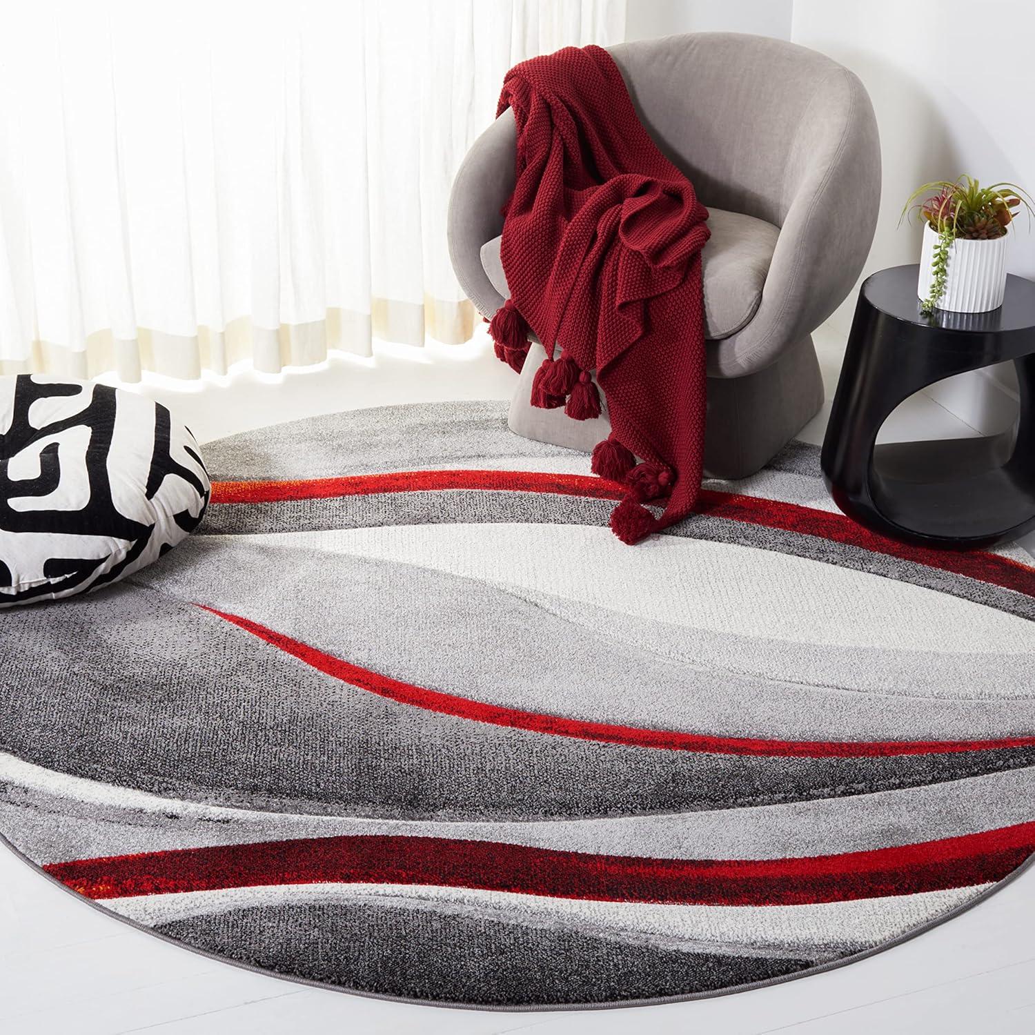 image:imageSAFAVIEH Hollywood Collection Area Rug 53 x 76 Grey amp Blue MidCentury Modern Design NonShedding amp Easy Care Ideal for High Traffic Areas in Living Room Bedroom HLW766FGreyRed