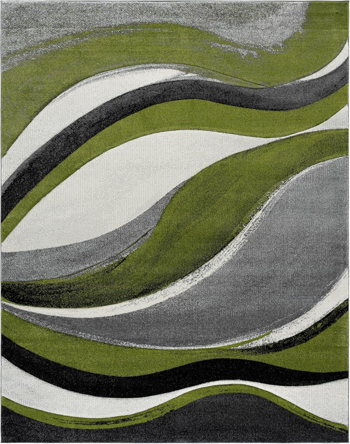 image:imageSAFAVIEH Hollywood Collection Area Rug 53 x 76 Grey amp Blue MidCentury Modern Design NonShedding amp Easy Care Ideal for High Traffic Areas in Living Room Bedroom HLW766FGreyGreen