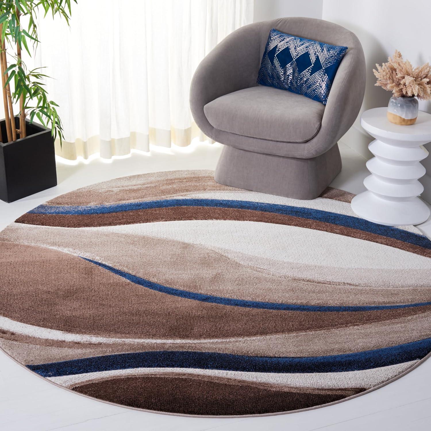 image:imageSAFAVIEH Hollywood Collection Area Rug 53 x 76 Grey amp Blue MidCentury Modern Design NonShedding amp Easy Care Ideal for High Traffic Areas in Living Room Bedroom HLW766FBeigeBlue