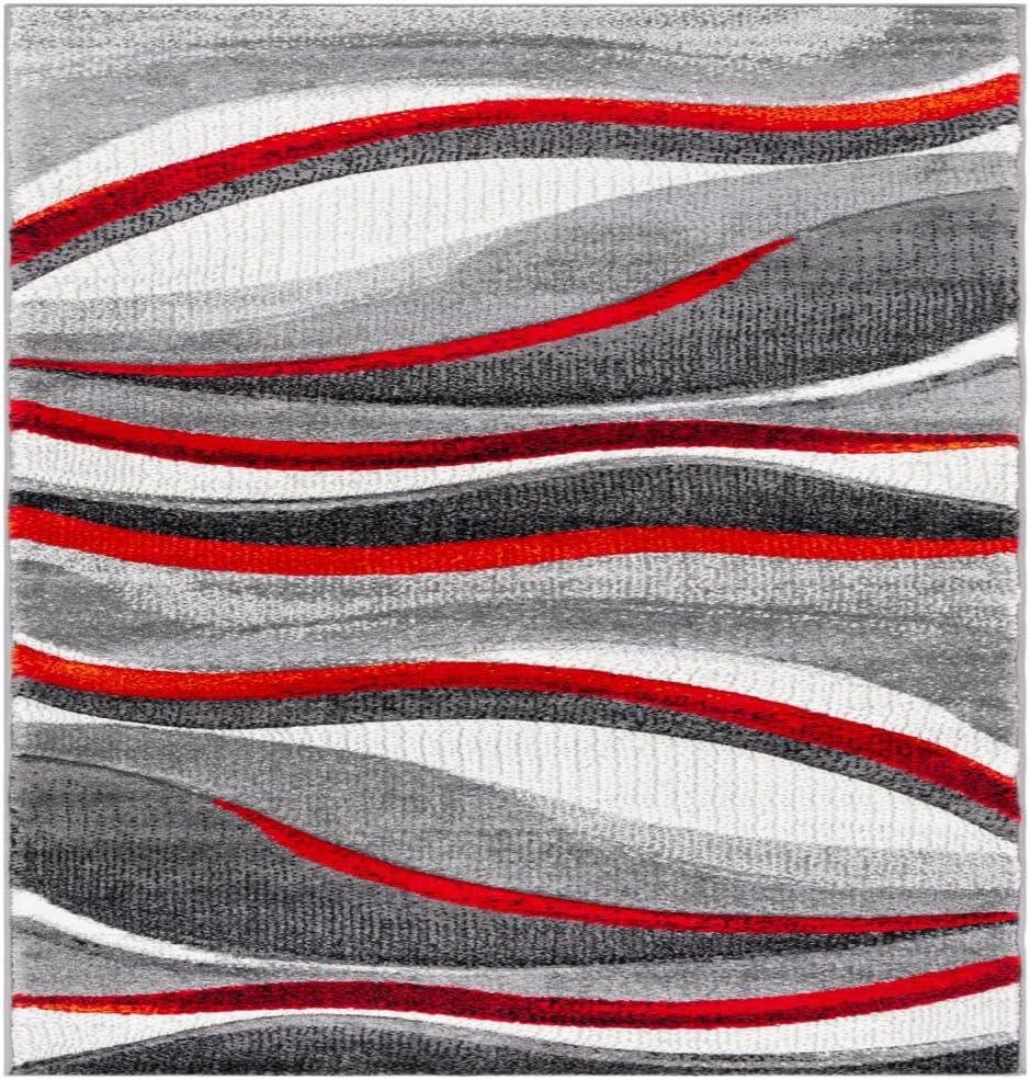 image:imageSAFAVIEH Hollywood Collection Area Rug 53 x 76 Grey amp Blue MidCentury Modern Design NonShedding amp Easy Care Ideal for High Traffic Areas in Living Room Bedroom HLW766FGreyRed