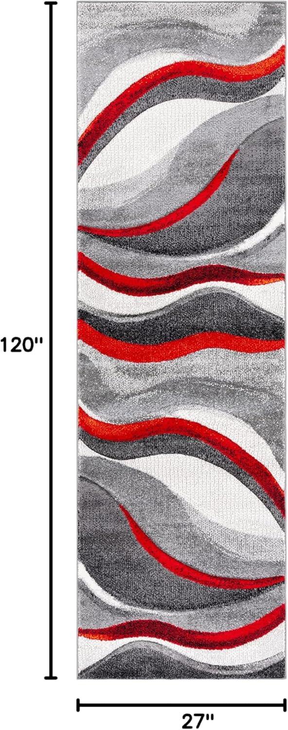 image:imageSAFAVIEH Hollywood Collection Area Rug 53 x 76 Grey amp Blue MidCentury Modern Design NonShedding amp Easy Care Ideal for High Traffic Areas in Living Room Bedroom HLW766FGreyRed
