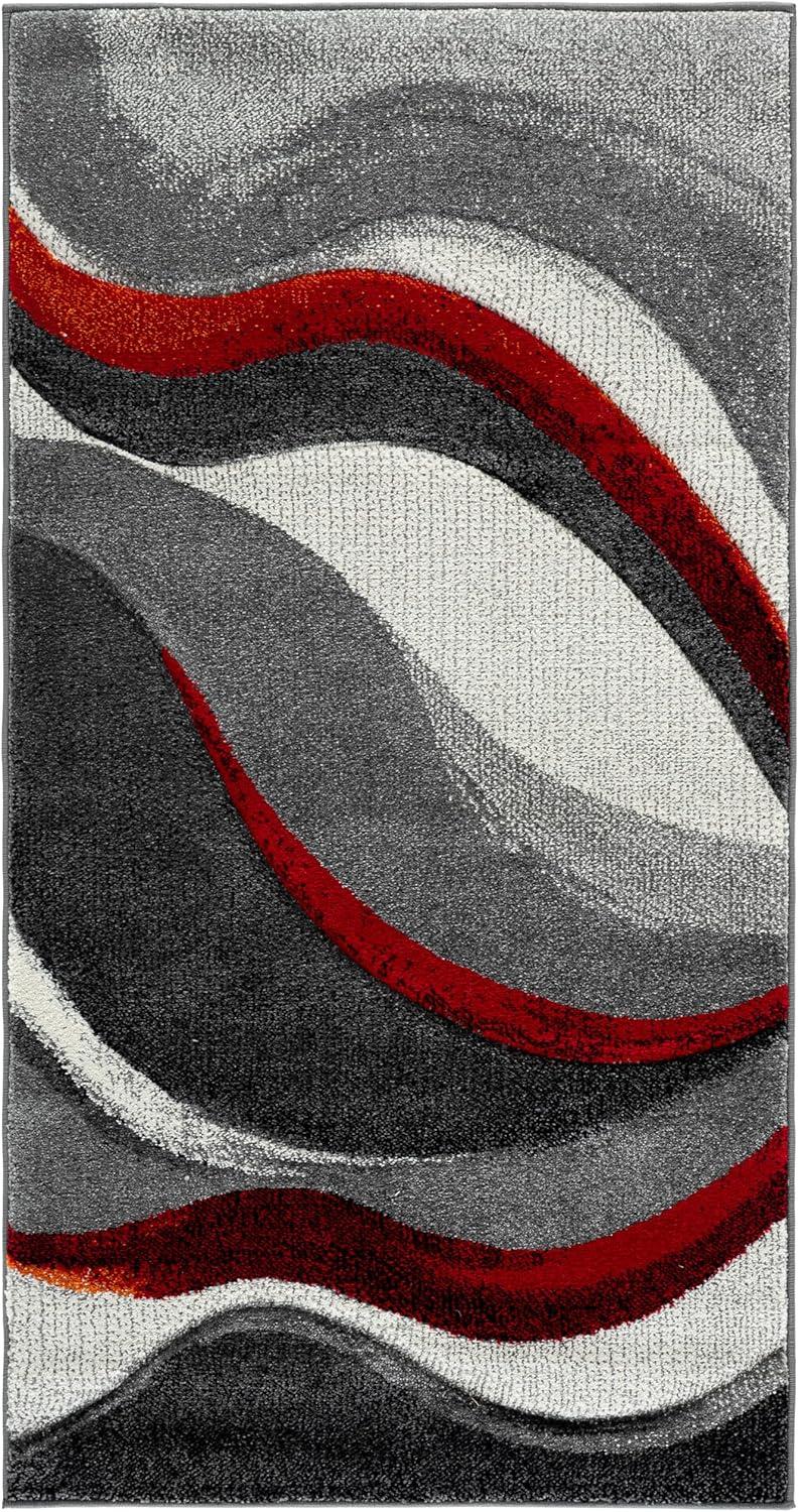 image:imageSAFAVIEH Hollywood Collection Area Rug 53 x 76 Grey amp Blue MidCentury Modern Design NonShedding amp Easy Care Ideal for High Traffic Areas in Living Room Bedroom HLW766FGreyRed