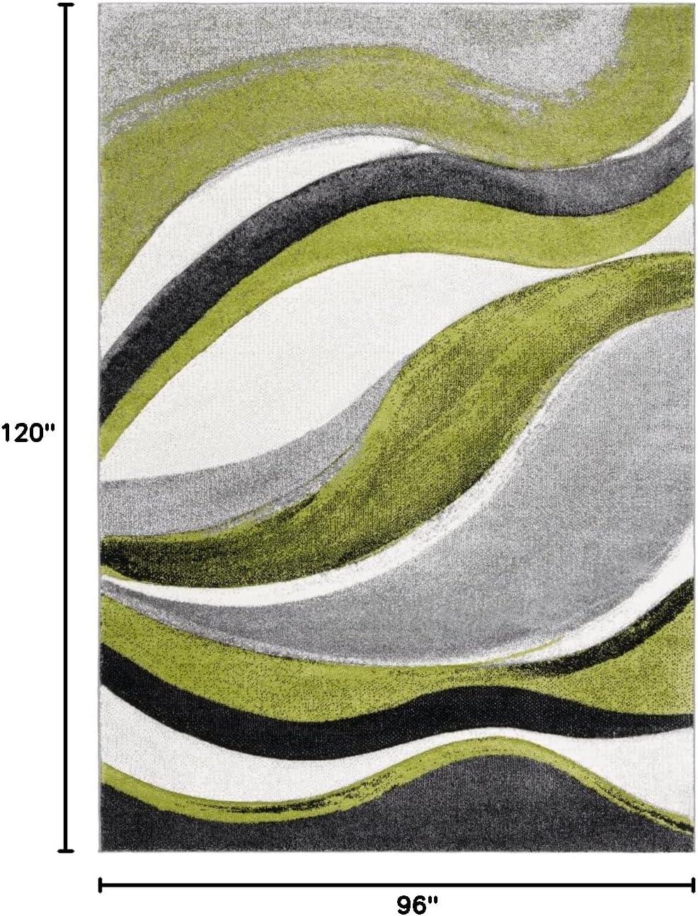 image:imageSAFAVIEH Hollywood Collection Area Rug 53 x 76 Grey amp Blue MidCentury Modern Design NonShedding amp Easy Care Ideal for High Traffic Areas in Living Room Bedroom HLW766FGreyGreen