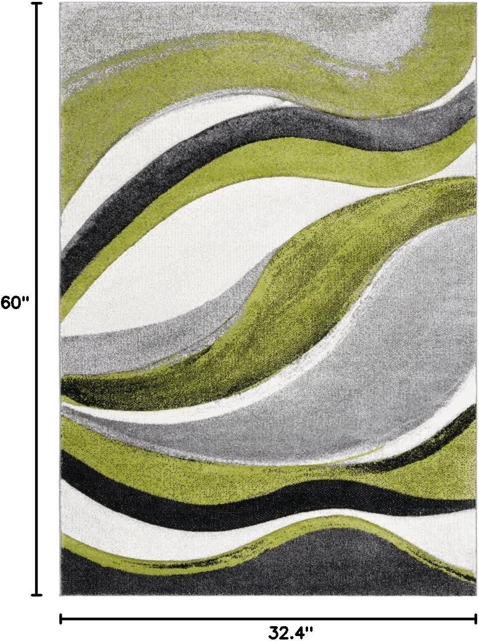 image:imageSAFAVIEH Hollywood Collection Area Rug 53 x 76 Grey amp Blue MidCentury Modern Design NonShedding amp Easy Care Ideal for High Traffic Areas in Living Room Bedroom HLW766FGreyGreen