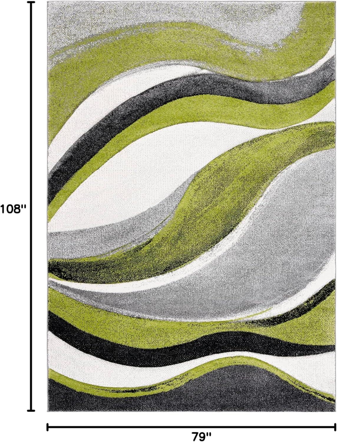image:imageSAFAVIEH Hollywood Collection Area Rug 53 x 76 Grey amp Blue MidCentury Modern Design NonShedding amp Easy Care Ideal for High Traffic Areas in Living Room Bedroom HLW766FGreyGreen