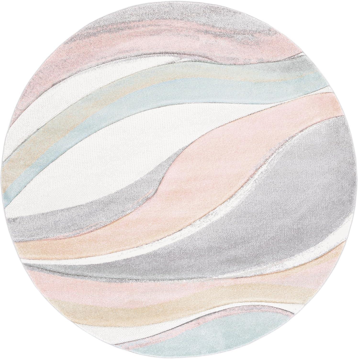 image:imageSAFAVIEH Hollywood Collection Area Rug 53 x 76 Grey amp Blue MidCentury Modern Design NonShedding amp Easy Care Ideal for High Traffic Areas in Living Room Bedroom HLW766FGreyPink