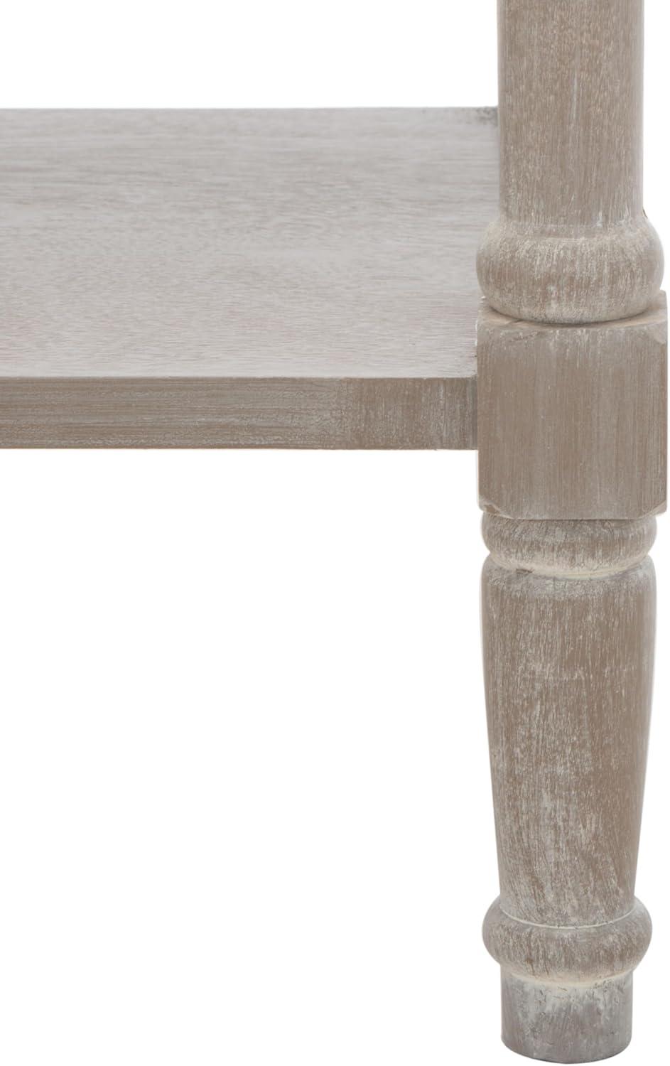 image:imageSAFAVIEH Home Collection Christa Entryway Console Table Blue Solid Wood 3Drawer Storage Sofa Table with Rattan Baskets AMH5737HWhite Washed