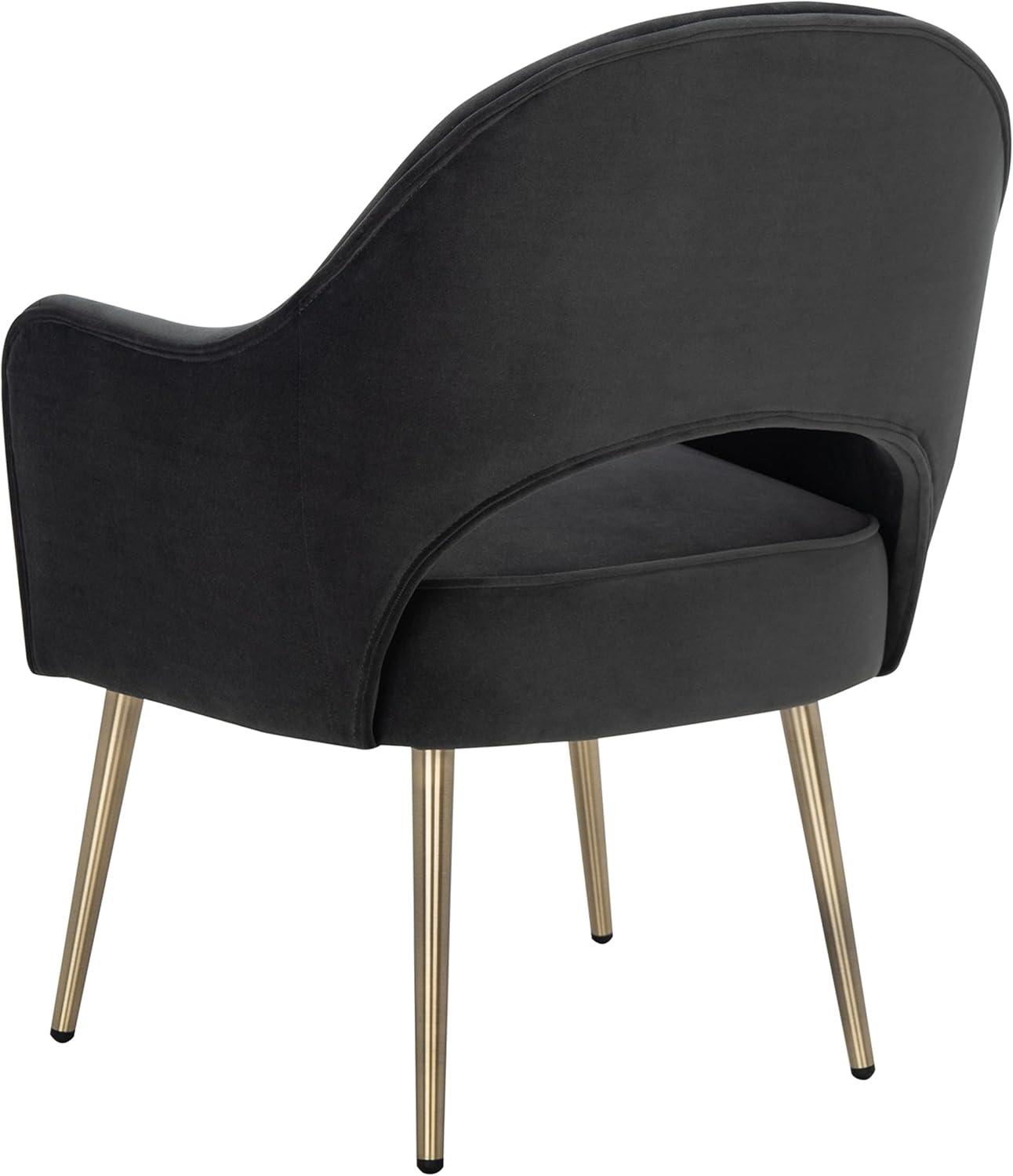 image:imageSAFAVIEH Home Collection Dublyn Black VelvetGold Accent ChairBlack