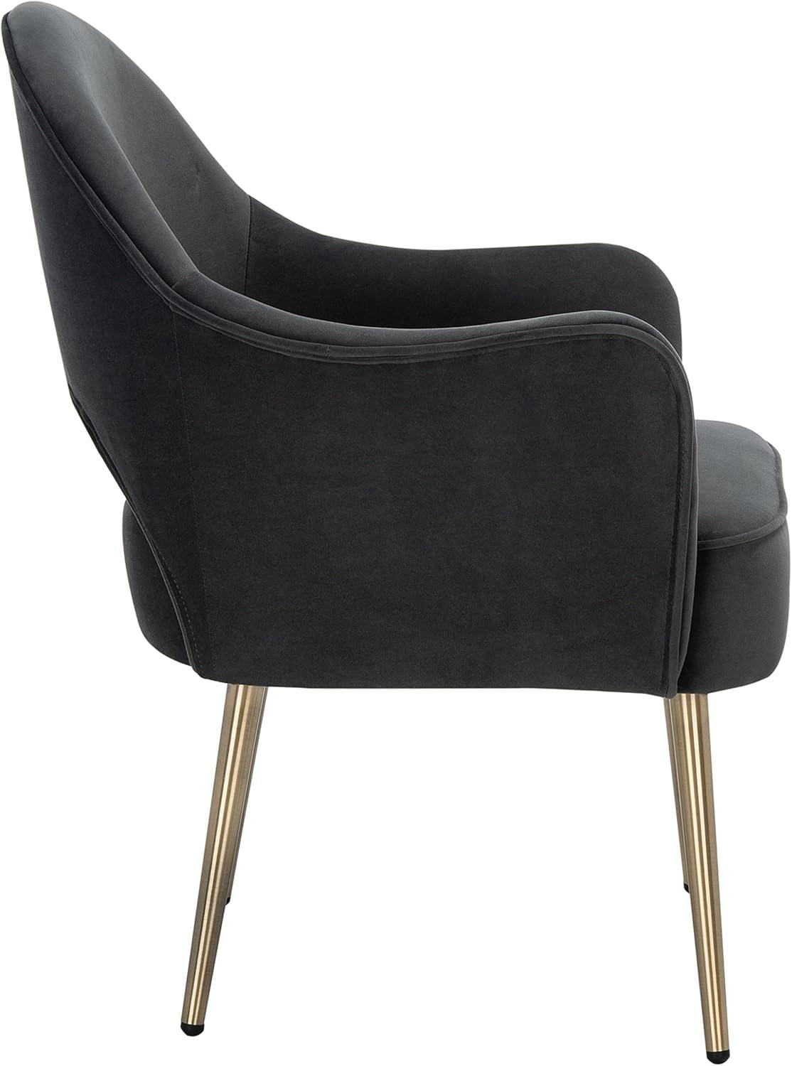 image:imageSAFAVIEH Home Collection Dublyn Black VelvetGold Accent ChairBlack