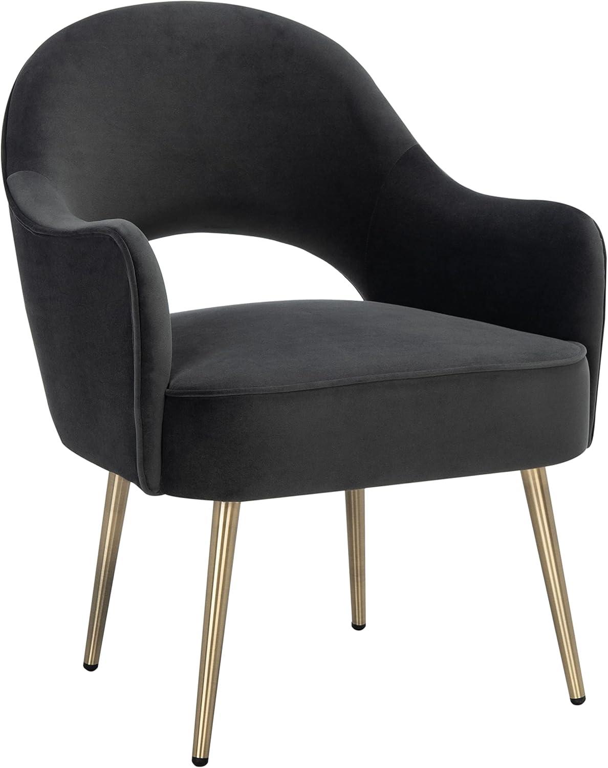 image:imageSAFAVIEH Home Collection Dublyn Black VelvetGold Accent ChairBlack