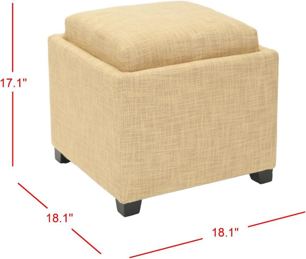 image:imageSAFAVIEH Home Collection Harrison Stone Single Tray Square Foot Rest Storage OttomanGold