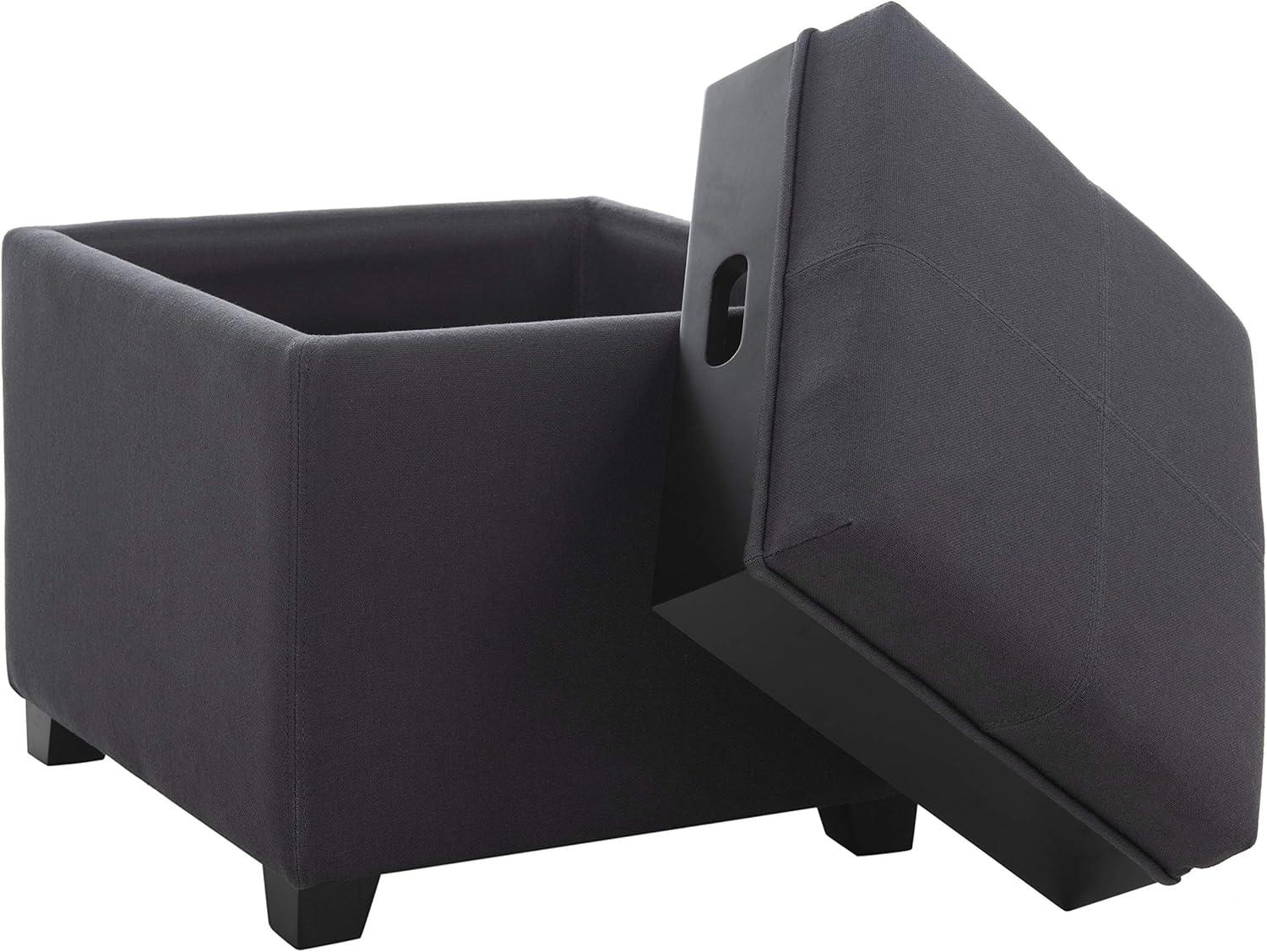 image:imageSAFAVIEH Home Collection Harrison Stone Single Tray Square Foot Rest Storage OttomanGrey