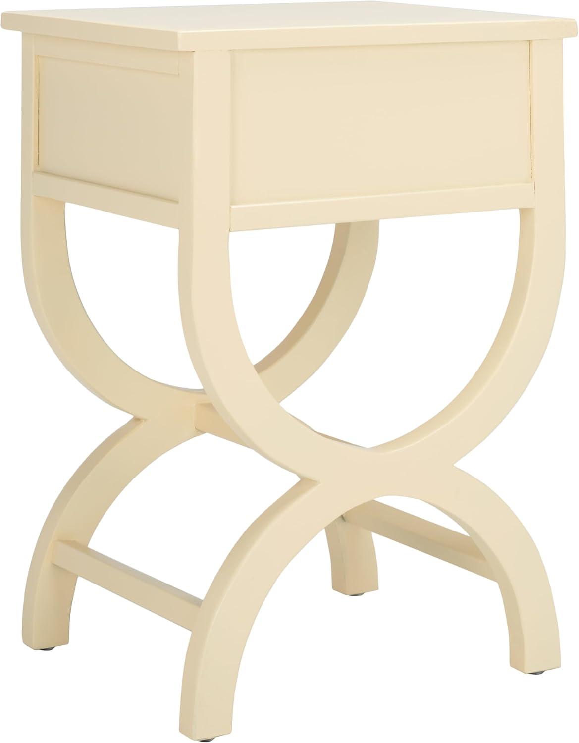 image:imageSAFAVIEH Home Collection Maxine Walnut Brown 1Drawer Accent Table Nightstand Bedside Accent Table Fully AssembledVanilla