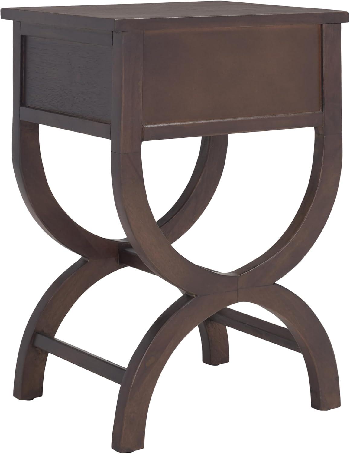 image:imageSAFAVIEH Home Collection Maxine Walnut Brown 1Drawer Accent Table Nightstand Bedside Accent Table Fully AssembledWalnut