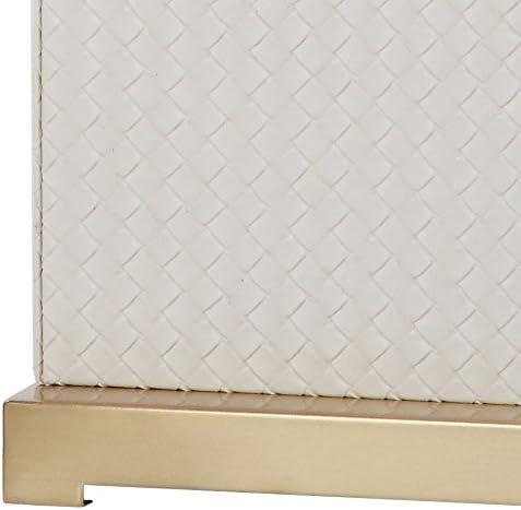 image:imageSAFAVIEH Lighting Collection Set of 2 Joyce Modern Art Deco Faux Snakeskin Table Lamps Cream with Brass Gold Accents 28Inch LED Bulbs Included Bedroom Living Room Home Office LIT4402GSET2Cream Woven Set of 2