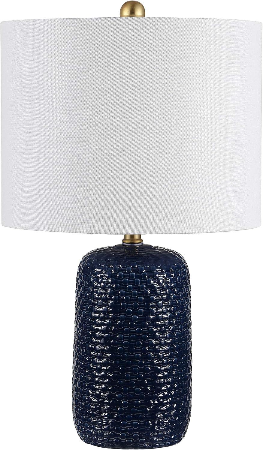 image:imageSAFAVIEH Lighting Collection Huxley Modern Navy Blue Ceramic 22inch Bedroom Living Room Home Office Desk Nightstand Table Lamp Set of 2 LED Bulbs Included