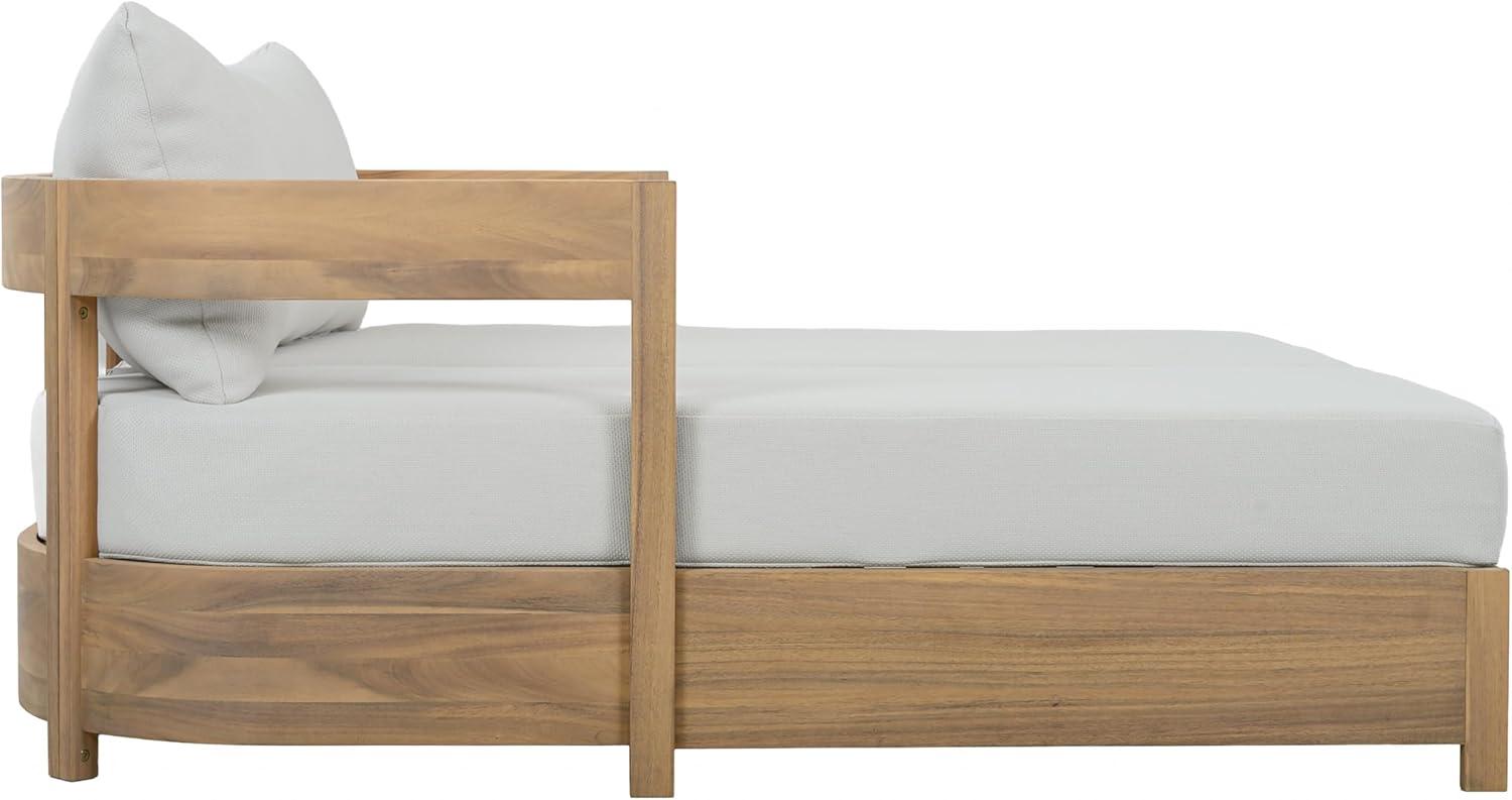 image:imageSAFAVIEH Outdoor Kento Daybed Oak Solid Wood amp Ivory Cushion Weather Resistant Ideal for Deck Patio Backyard 516 W x 634 D x 232 H PAT7100BOakIvory