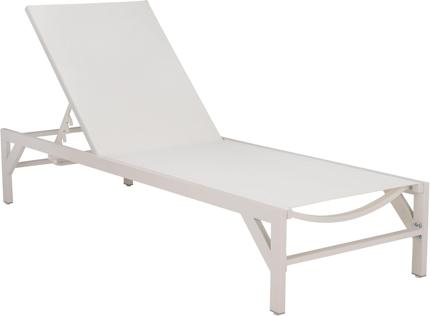 image:imageSAFAVIEH Outdoor Stanley Chaise Lounge Chair White Aluminum amp Textilene Adjustable Backrest Weather Resistant for Deck Patio Backyard Poolside 787 W x 267 D x 139 H PAT7559BWhiteWhite